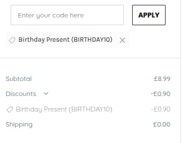 Screenshot of the Trimming Shop discount code working