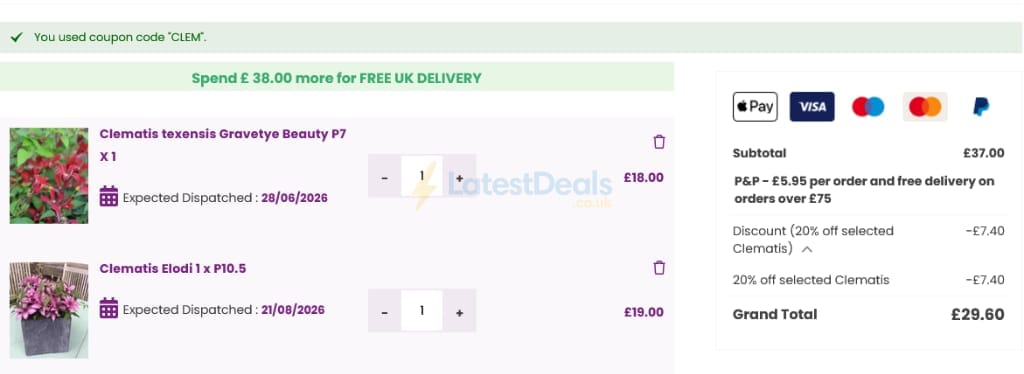 Screenshot of the Hayloft discount code working