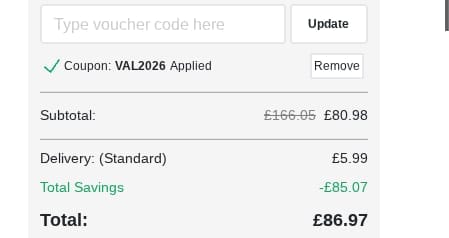 Screenshot of the Printerpix discount code working