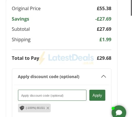Screenshot of the WeightWorld discount code working