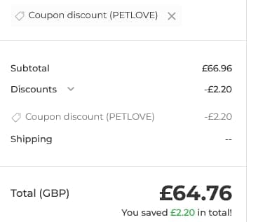 Screenshot of the Parrot Essentials discount code working