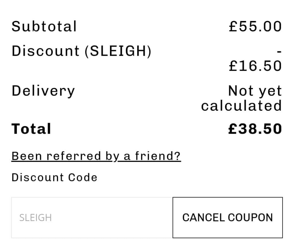 Screenshot of the Ego discount code working