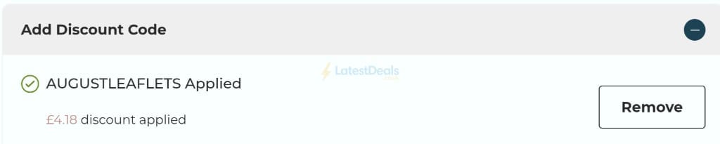 Screenshot of the Tradeprint discount code working