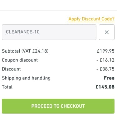 Screenshot of the Lampandlight discount code working