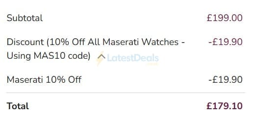 Screenshot of the T. H. Baker discount code working