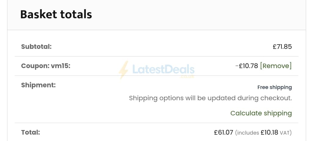 Screenshot of the Supplement Place discount code working
