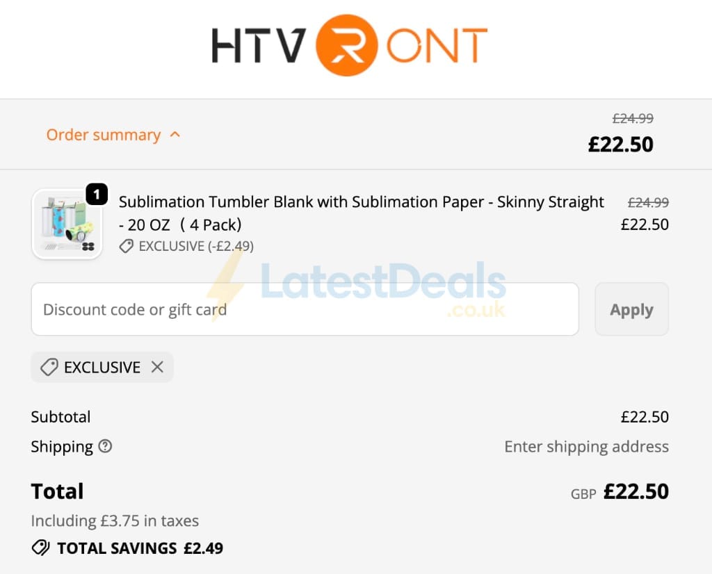 Screenshot of the HTVRONT UK discount code working