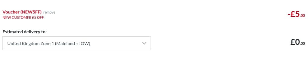 Screenshot of the Drumshack discount code working