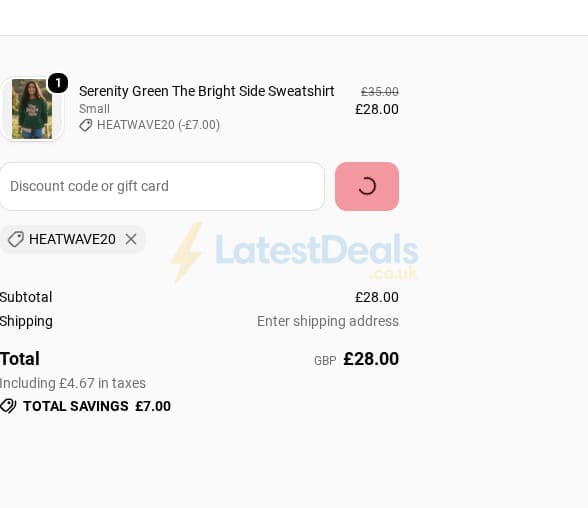 Screenshot of the Hari And The Gang discount code working