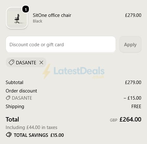 Screenshot of the Desktronic discount code working