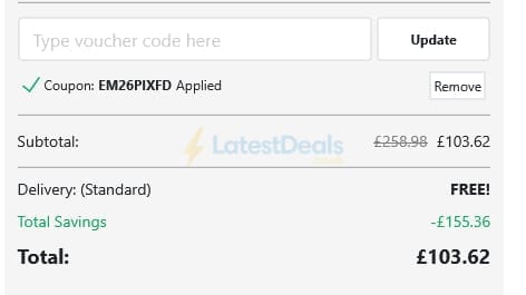 Screenshot of the Printerpix discount code working