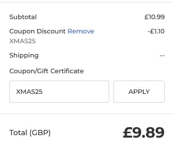 Screenshot of the Parrot Essentials discount code working