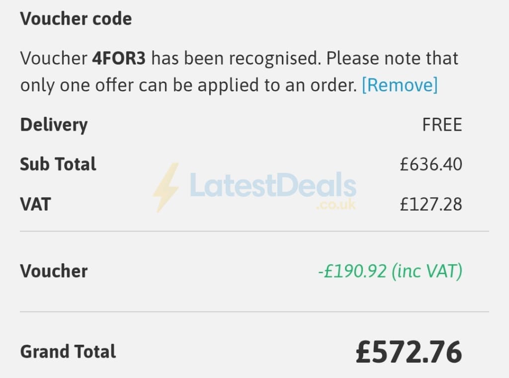 Screenshot of the Toner Giant discount code working