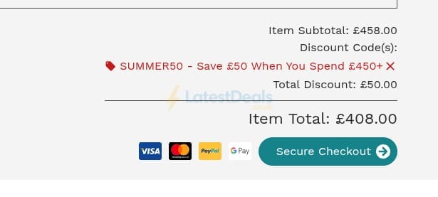 Screenshot of the Worktop Express discount code working