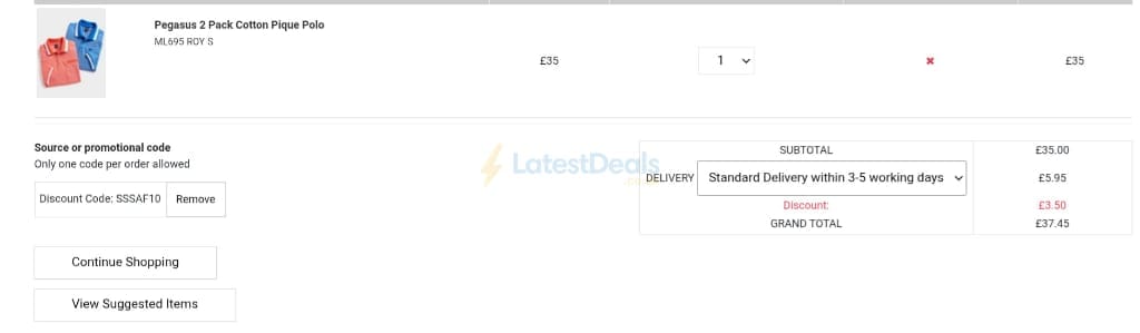 Screenshot of the Chums discount code working