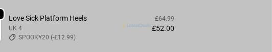 Screenshot of the Lamoda discount code working
