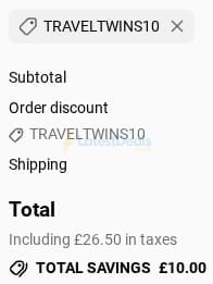 Screenshot of the Hollywood Mirrors discount code working