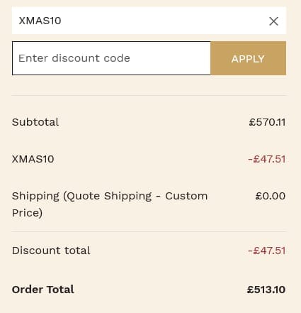 Screenshot of the Luxury Flooring discount code working