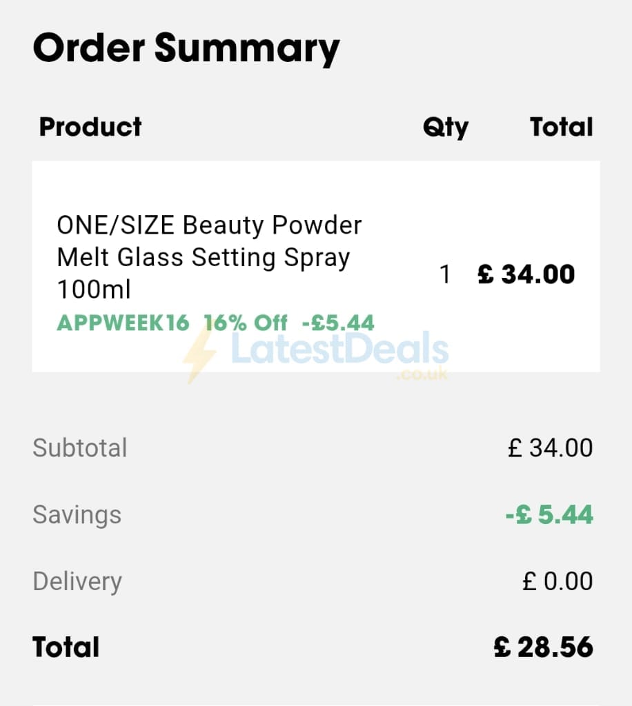 Screenshot of the Sephora discount code working