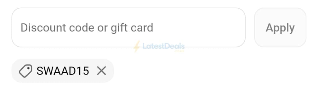 Screenshot of the Biomel discount code working