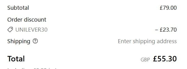 Screenshot of the Murad discount code working