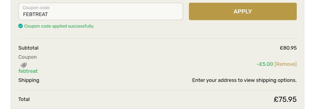 Screenshot of the Gold Standard Nutrition discount code working