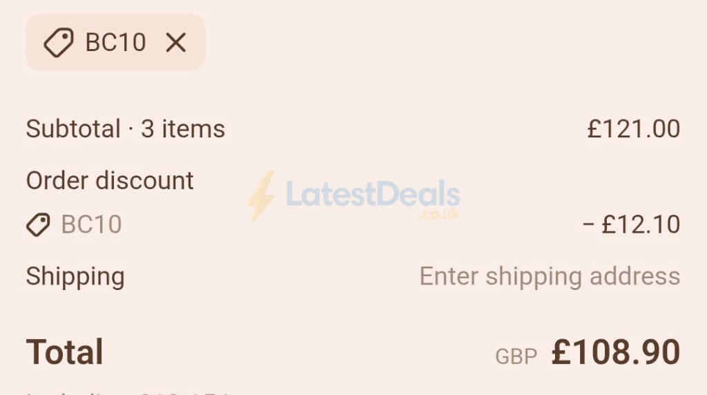 Screenshot of the Pixi Beauty discount code working
