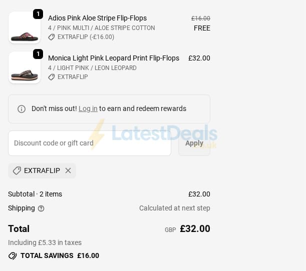 Screenshot of the Rocket Dog discount code working