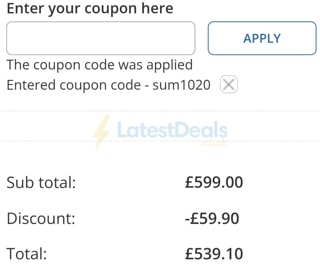 Screenshot of the Tech Trade discount code working