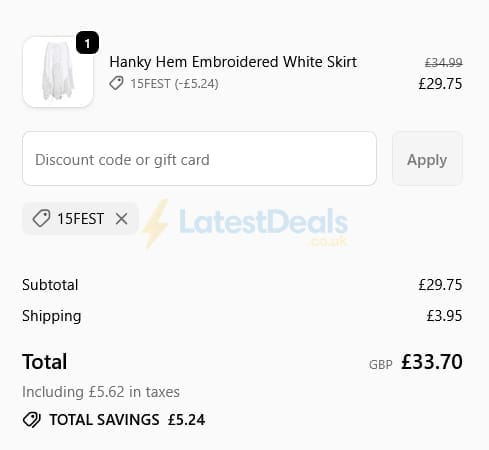 Screenshot of the The Hippy Clothing Co. discount code working