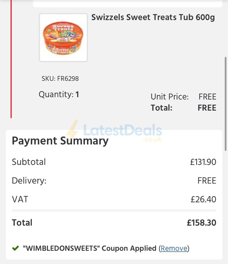 Screenshot of the UK Office Direct discount code working