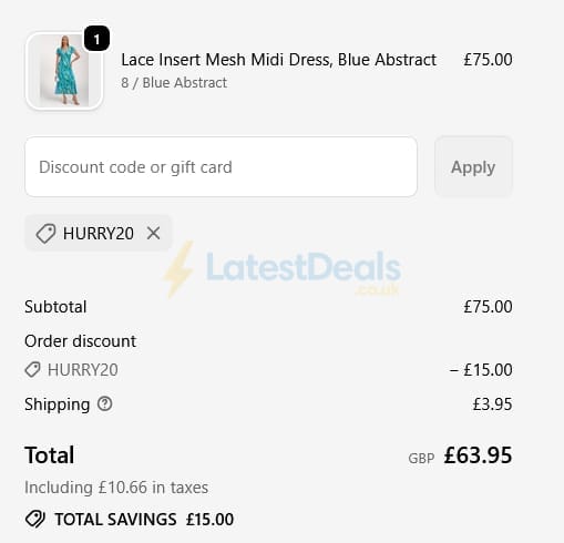 Screenshot of the Jolie Moi discount code working