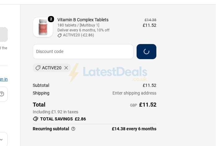 Screenshot of the SimplySupplements discount code working