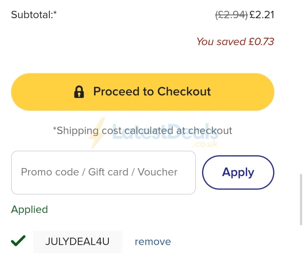 Screenshot of the Zazzle discount code working