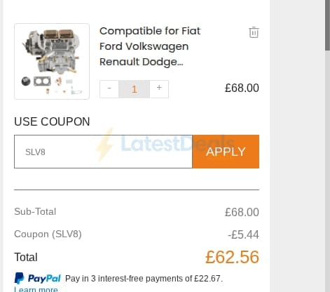 Screenshot of the Maxpeedingrods discount code working