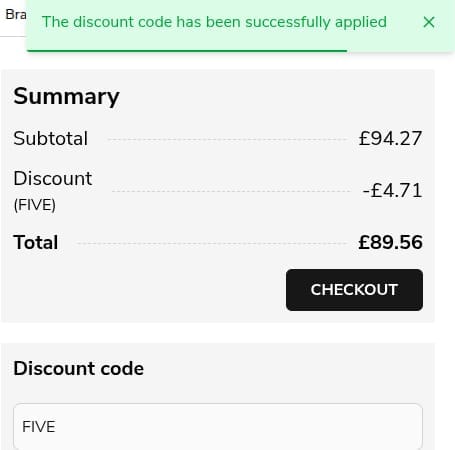 Screenshot of the Made In Paradis discount code working