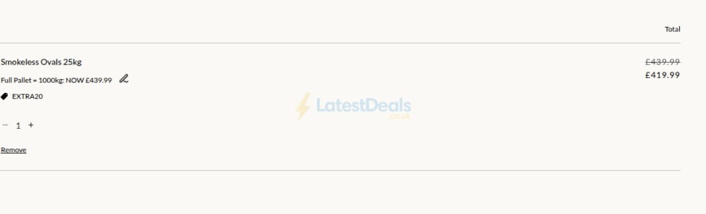 Screenshot of the Housefuel discount code working