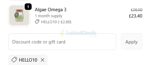 Screenshot of the Nothing Fishy discount code working