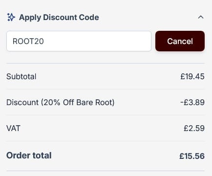 Screenshot of the Hedges Direct discount code working