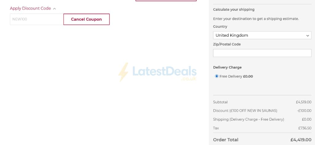 Screenshot of the Simply Log Cabins discount code working