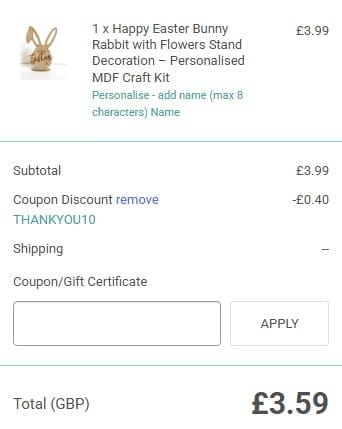 Screenshot of the Polkadoodles Crafts discount code working
