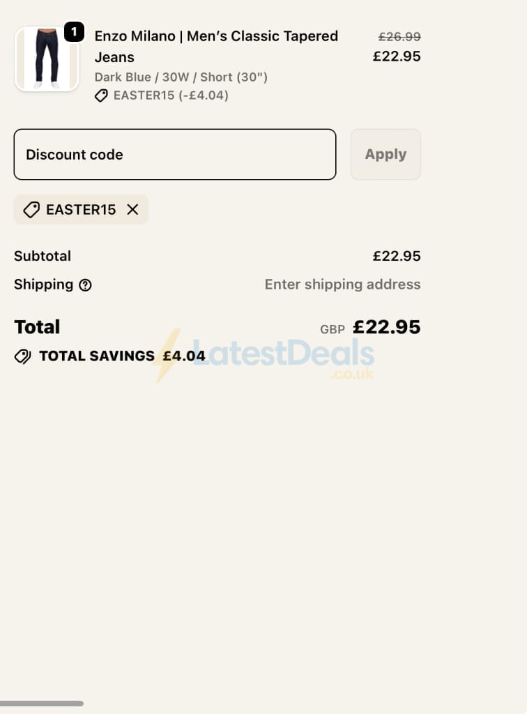 Screenshot of the Raw Denim discount code working