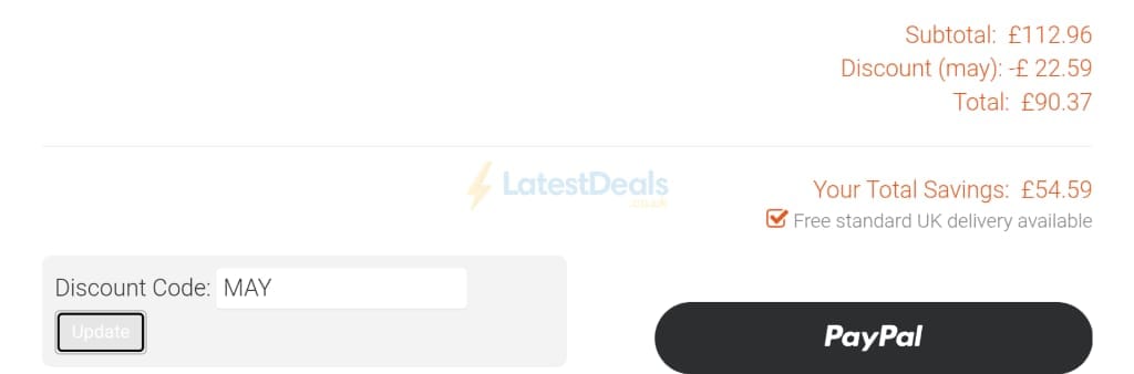 Screenshot of the Solar Centre discount code working