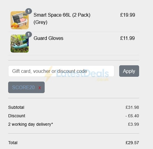 Screenshot of the Must Have Ideas discount code working