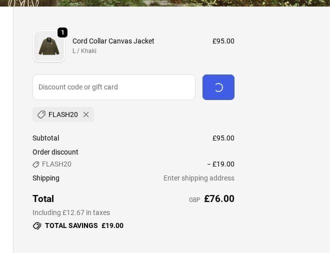 Screenshot of the High Hope discount code working