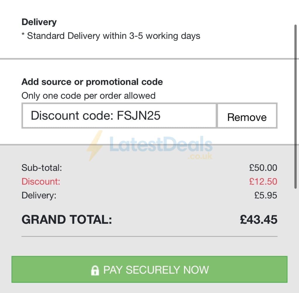 Screenshot of the Chums discount code working