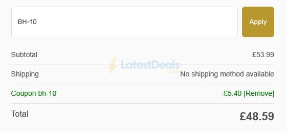 Screenshot of the Gold Standard Nutrition discount code working