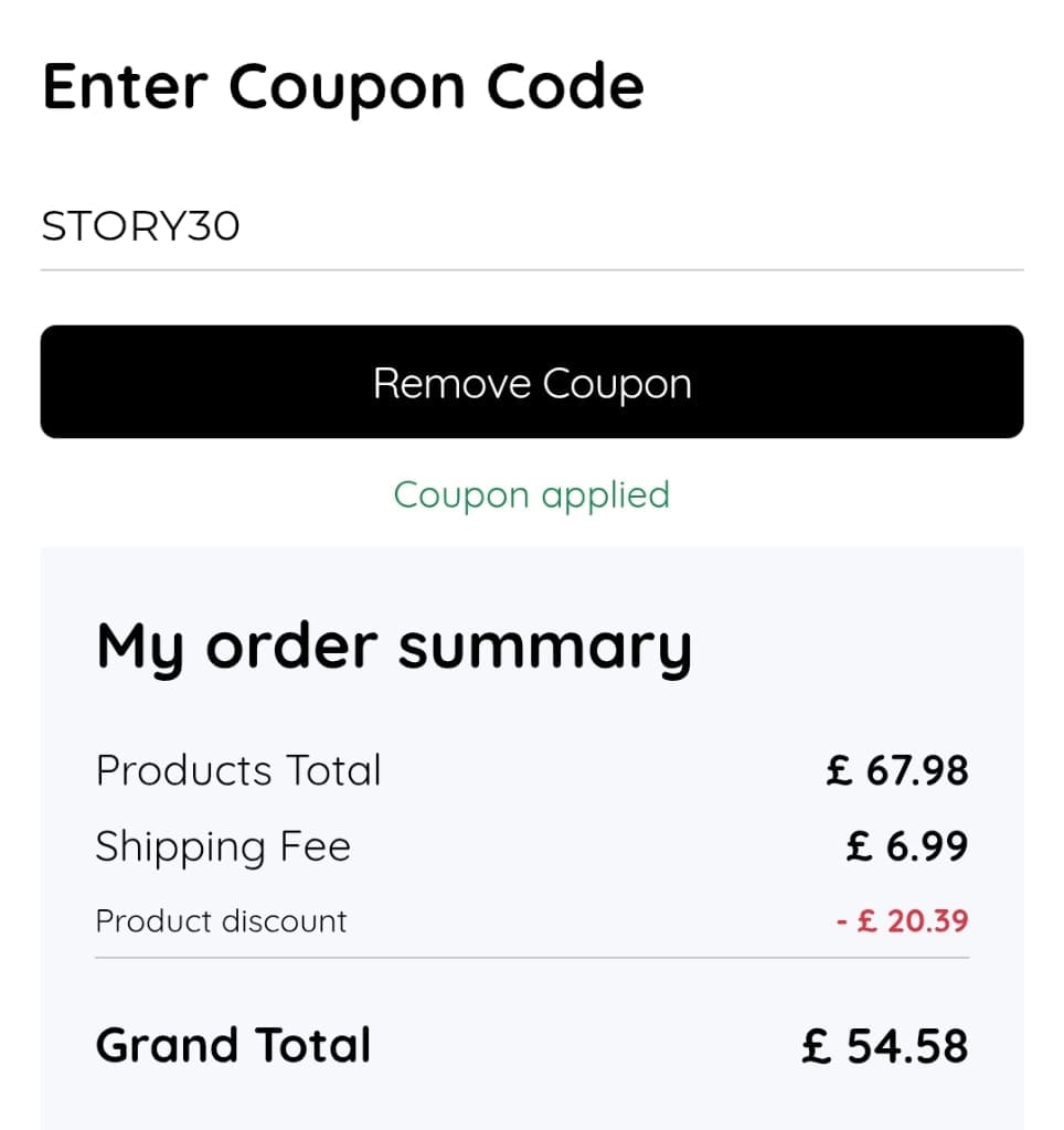 Screenshot of the myphotobook discount code working