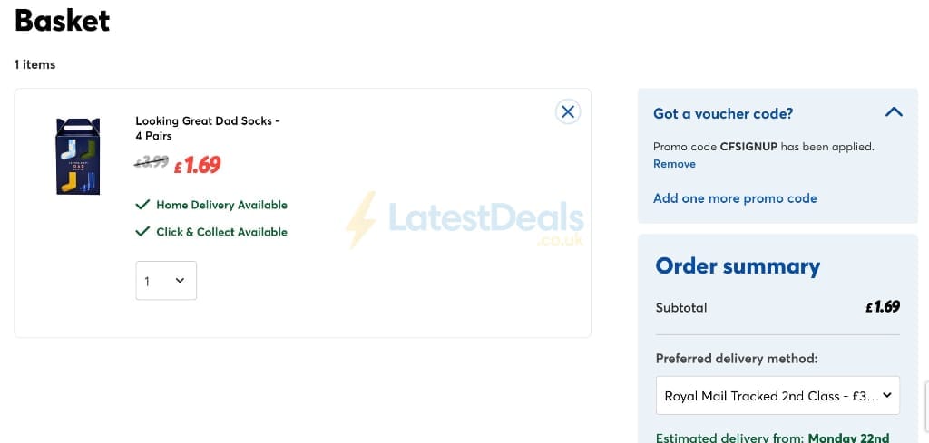 Screenshot of the cardfactory discount code working