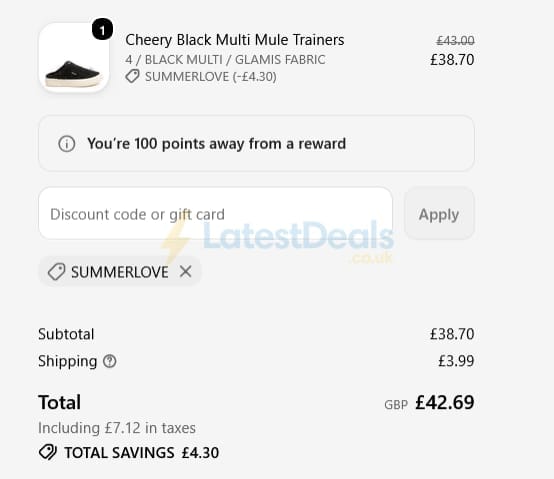 Screenshot of the Rocket Dog discount code working